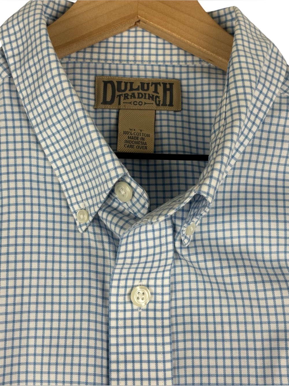 Duluth Trading Co Shirt Mens XLT Tall Blue Check Wrinkle Fighter Relaxed